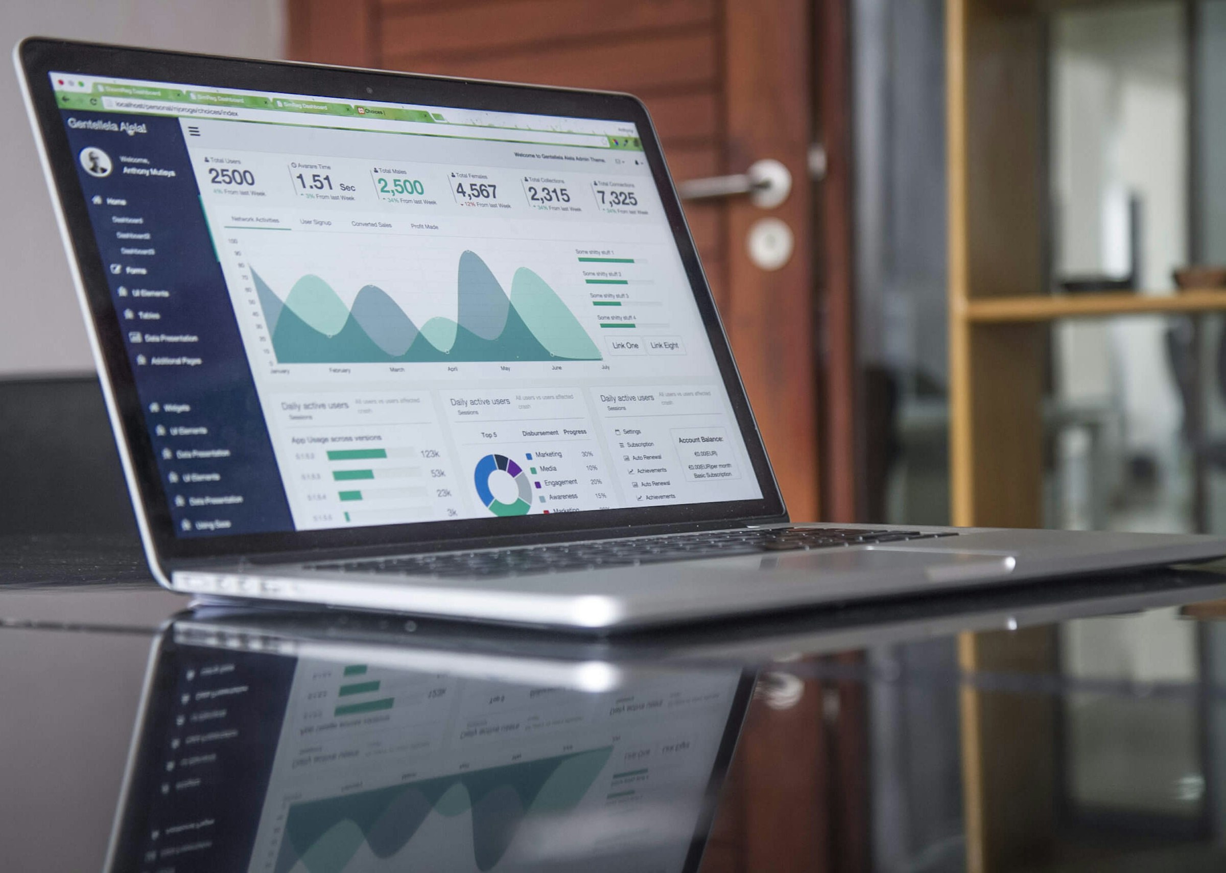 Search analytics dashboard on a laptop