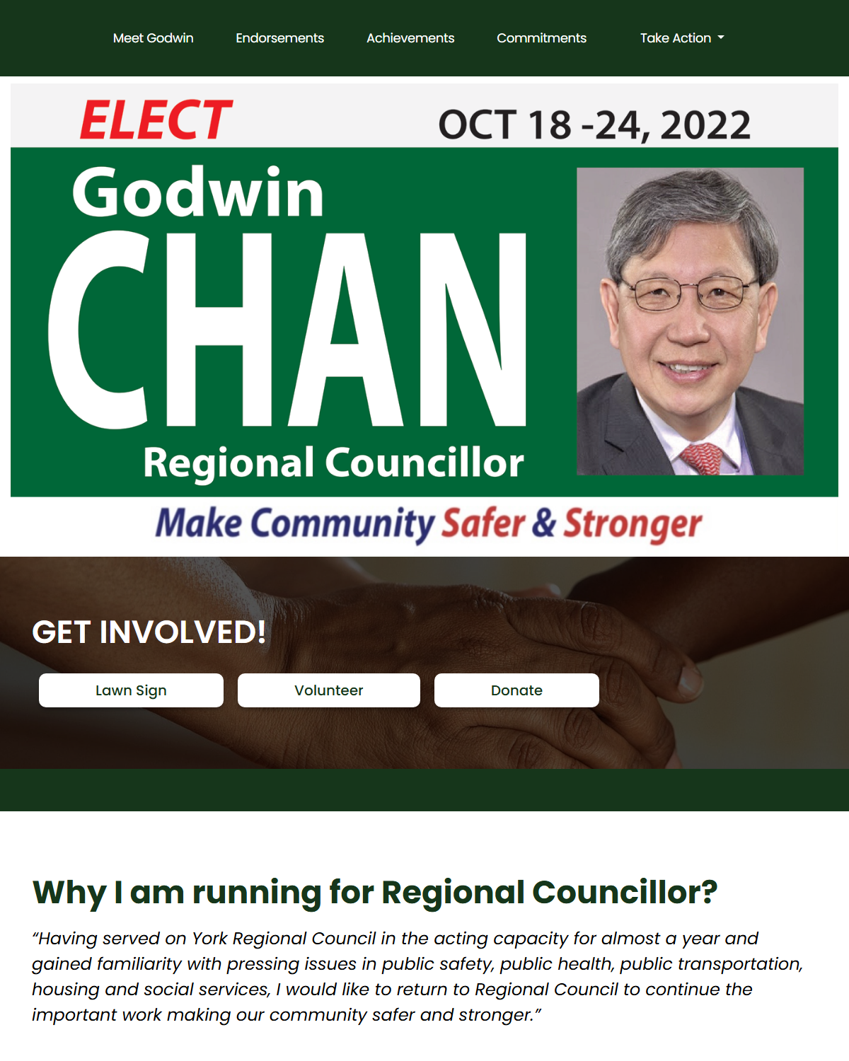 Godwin Chan Regional Councillor 2022 campaign website