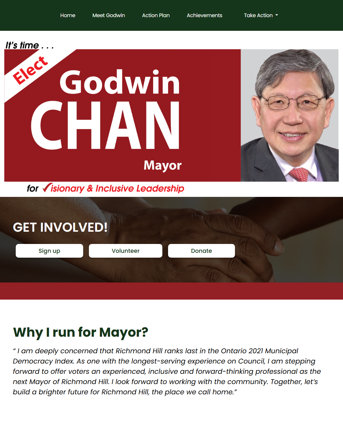 Godwin Chan for Mayor campaign website
